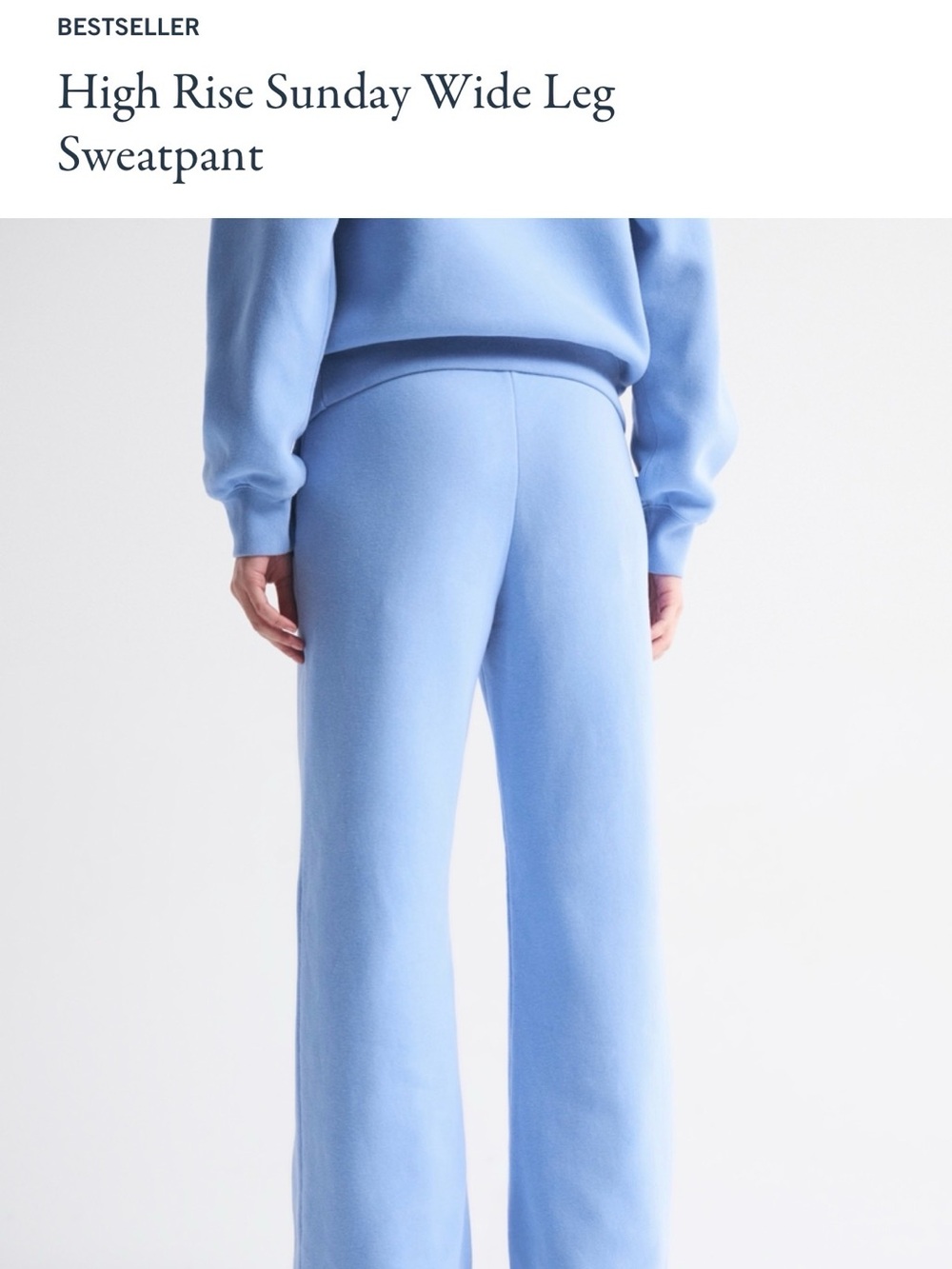 Abercrombie & Fitch Light Blue High Rise Sunday Wide Leg Sweatpant - Picture 2 of 6